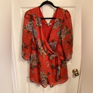 Bailey Blue Floral Wrap Jumpsuit- Red and Purple